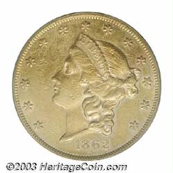 1862 $20 AU50 PCGS.