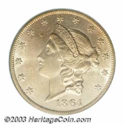 1864-S $20 AU58 PCGS.