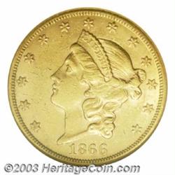 1866-S $20 No Motto AU55 NGC.