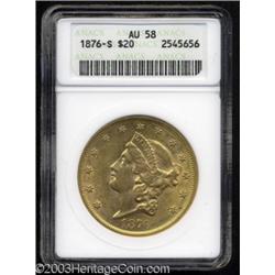 1876-S $20 AU58 ANACS.