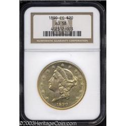 1890-CC $20 AU58 NGC.