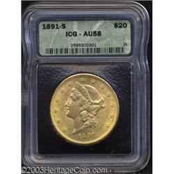 1891-S $20 AU58 ICG.