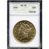 Image 1 : 1900 $20 MS62 ANACS.