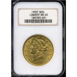 1907 $20 MS62 NGC.
