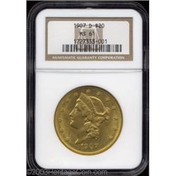 1907-D $20 MS61 NGC.