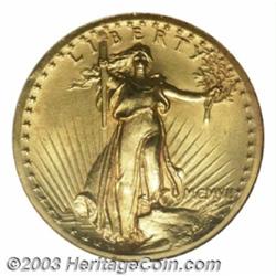 1907 $20 High Relief, Wire Rim MS63 NGC.