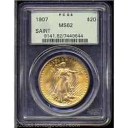 1907 $20 Arabic Numerals MS62 PCGS.