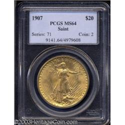 1907 $20 Arabic Numerals MS64 PCGS.