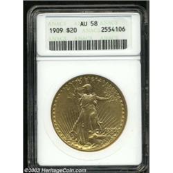 1909 $20 AU58 ANACS.