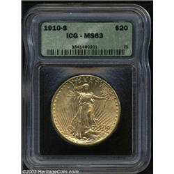 1910-S $20 MS63 ICG.