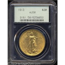 1913 $20 AU58 PCGS.