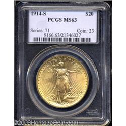 1914-S $20 MS63 PCGS.