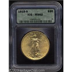 1915-S $20 MS62 ICG.