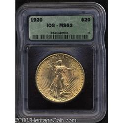 1920 $20 MS63 ICG.