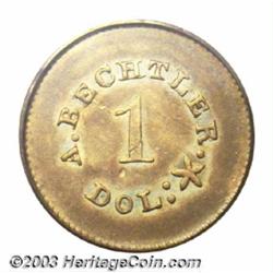 (1842-52) G$1 A.Bechtler Dollar, 27G. 21C. AU55 PCGS.