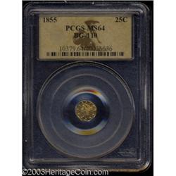 1855 25C Liberty Octagonal 25 Cents, BG-110, High R.4, MS64 PCGS.