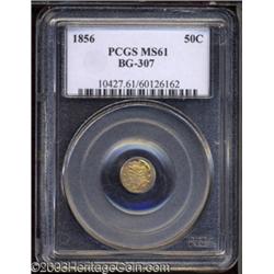 1856 50C Liberty Octagonal 50 Cents, BG-307, High R.5, MS61 PCGS.