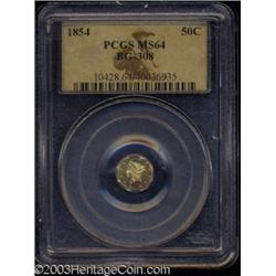 1854 50C Liberty Octagonal 50 Cents, BG-308, R.4, MS64 PCGS.
