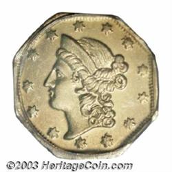 Undated $1 Liberty Octagonal 1 Dollar, BG-501, Low R.5, MS63 PCGS.