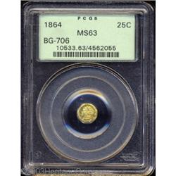 1864 25C Liberty Octagonal 25 Cents, BG-706, High R.5, MS63 PCGS.