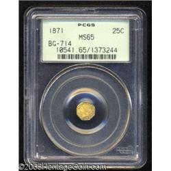 1871 25C Liberty Octagonal 25 Cents, BG-714, R.3, MS65 PCGS.