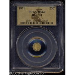 1871 25C Liberty Octagonal 25 Cents, BG-714, R.3, MS66 PCGS.