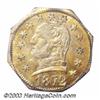 Image 1 : 1872 25C Washington Octagonal 25 Cents, BG-723, Low R.6, MS63 PCGS.