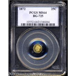 1872 25C Liberty Octagonal 25 Cents, BG-725, High R.5, MS64 PCGS.