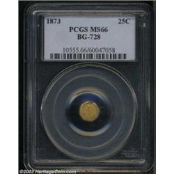 1873 25C Liberty Octagonal 25 Cents, BG-728, R.3, MS66 PCGS.