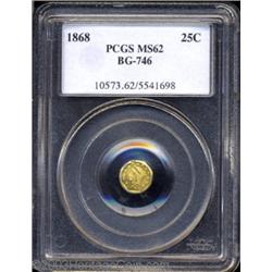 1868 25C Liberty Octagonal 25 Cents, BG-746, High R.4, MS62 PCGS.