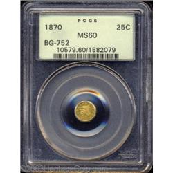 1870 25C Liberty Octagonal 25 Cents, BG-752, Low R.5, MS60 PCGS.
