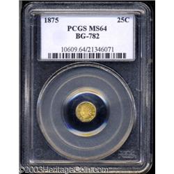 1875 25C Indian Octagonal 25 Cents, BG-782, High R.5, MS64 PCGS.