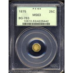 1875 25C Indian Octagonal 25 Cents, BG-783, R.5, MS63 PCGS.