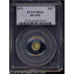 1871 25C Liberty Round 25 Cents, BG-859, Low R.6, MS64 PCGS.