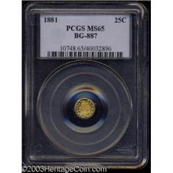 1881 25C Indian Round 25 Cents, BG-887, R.3, MS65 PCGS.