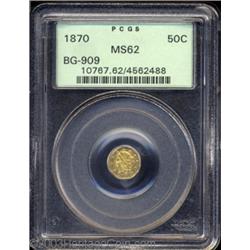 1870 50C Liberty Octagonal 50 Cents, BG-909, R.6, MS62 PCGS.