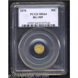 1870 50C Liberty Octagonal 50 Cents, BG-909, R.6, MS64 PCGS.