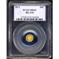 1871 50C Liberty Octagonal 50 Cents, BG-910, High R.5, MS65 PCGS.