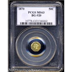 1870 50C Liberty Octagonal 50 Cents, BG-920, High R.4, MS63 PCGS.