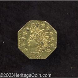 1881 50C Indian Octagonal 50 Cents, BG-957, Low R.6, AU50 Cleaned Uncertified.