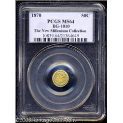 1870 50C Liberty Round 50 Cents, BG-1010, R.3, MS64 PCGS.