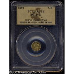 1869 50C Liberty Round 50 Cents, BG-1021, High R.6, AU58 PCGS.