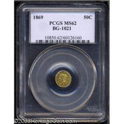1869 50C Liberty Round 50 Cents, BG-1021, High R.6, MS62 PCGS.