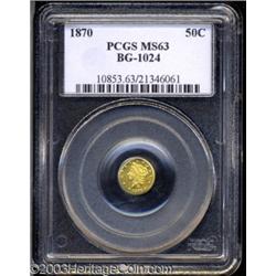 1870 50C Liberty Round 50 Cents, BG-1024, Low R.4, MS63 PCGS.