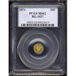 1871 50C Liberty Round 50 Cents, BG-1027, R.3, MS62 PCGS.