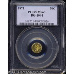 1871 50C Liberty Round 50 Cents, BG-1044, High R.6, MS63 PCGS.