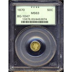 1870 50C Liberty Round 50 Cents, BG-1047, High R.4, MS63 PCGS.