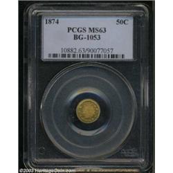 1874 50C Indian Round 50 Cents, BG-1053, High R.5, MS63 PCGS.