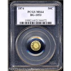 1874 50C Indian Round 50 Cents, BG-1053, High R.5, MS64 PCGS.