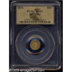 1876 50C Indian Round 50 Cents, BG-1063, Low R.6, MS62 PCGS.